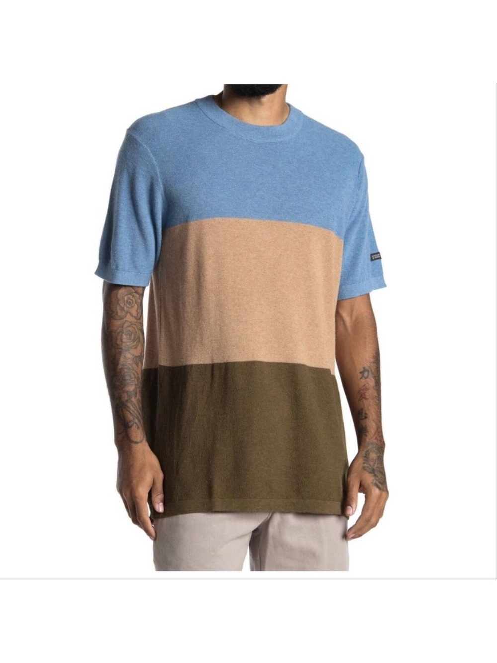 SCOTCH & SODA Short Sleeve Sweater Shirt Size M Colorblock Stripe Wool Blend